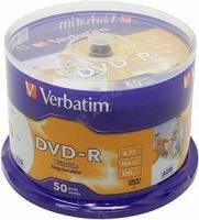 Диск Verbatim DVD-R, 4.7Gb, 16x, Cake Box, 50 шт, Printable