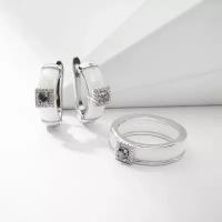 Гарнитур родирование 2 предмета: серьги, кольцо-трансформер "Керамика" мистик топаз, цвет белый в серебре 20 размер