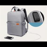 Рюкзак-сумка с USB-портом для Canon PowerShot G5 X из водонепроницаемого нейлонового материала в сером цвете