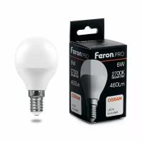 38065 FERON Лампа светодиодная Feron.PRO LB-1406 Шарик E14 6W 2700K OSRAM LED