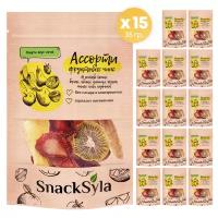 Фруктовые чипсы SnackSyla/ ассорти "Здоровый перекус" (банан, манго, апельсин, яблоко, груша, киви, клубника) без сахара / 525 г (15 шт по 35 г)