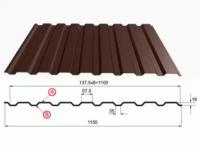 Профнастил С20 1100х2000 цвет Коричневый шоколад RAL 8017