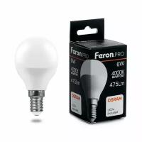 38066 FERON Лампа светодиодная Feron.PRO LB-1406 Шарик E14 6W 4000K OSRAM LED