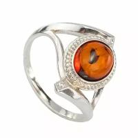 Серебряное кольцо с натуральным коньячным янтарем "Клеопатра"