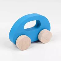Каталка -Машинка деревянная, синяя