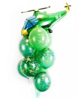 Веселая затея Букет воздушных шаров вертолет 38" + 10 шт. 14" камуфляж зеленый +гелий
