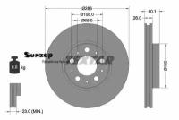 TEXTAR 92100503 Диск тормозной VOLVO S60 01-/S80 99-06/V70 97-/XC70 02- R15 передний D=286мм с покрытием PRO