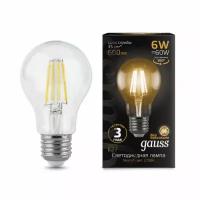 Светодиодная лампа Gauss LED Filament A60 E27 6W 2700К