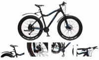 Велосипед Фэтбайк Riot-x(рамаAl 6061;колесо26";пер/зад покр.4"; 27скоростей Shimano Acera,вилка RST Guid;тормозаTektro;седло Velo;рост до190см;черный) Forsage FB26002(510) Forsage FB26002(510)