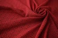 Ткань красный полиэстер с логотипами (кади)