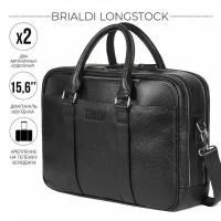 Мужская кожаная деловая сумка BRIALDI Longstock relief black