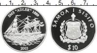 Клуб Нумизмат Монета 10 долларов Самоа 2003 года Серебро Парусник Адлер - 1889
