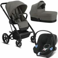 Прогулочная коляска Cybex Balios S LUX travel system 3-в-1 с Aton B i-size Soho Grey на шасси Black