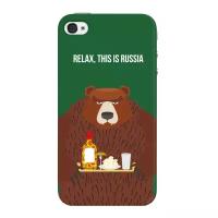 Чехол и защитная пленка для Apple iPhone 4/4S Deppa Art Case Patriot медведь