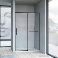 Душевая дверь в нишу Vincea Slim Soft 140 см, профиль черный, стекло прозрачное