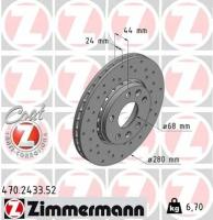 Диск тормозной передний вентилируемый RENAULT ZIMMERMANN 470243352