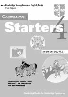 Cambridge Starters 4 Answer Booklet