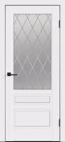 Дверное полотно Эмаль SCANDI 3V 800х2000 цвет Белый стекло ромб Мателюкс правое