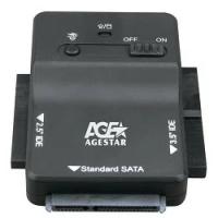 AgeStar 3FBCP1, Переходник 2.5"SSD+ 2.5" 3.5"IDE+ 2.5" 3.5"SATA->USB3.0 пластик, черный, BackUp, блок питания