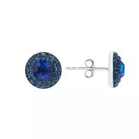 Серьги Miestilo Синие серьги-пусеты «Колесо света» с кристаллами Swarovski