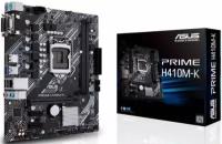 Материнская плата mATX ASUS PRIME H410M-K (LGA1200, H410, 2*DDR4(2933), 4*SATA 6G, 3*PCIE, 7.1CH, Glan, 4*USB 3.2, D-Sub, DVI-D) RTL