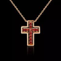 PLATINA Декоративный крест из красного золота с гранатами