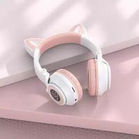Наушники беспроводные BOROFONE BO18 Cat ear BT headphones/ Полноразмерные/ Накладные/ Наушники с ушками/ Для детей/Белые