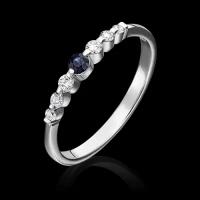 PLATINA jewelry Кольцо из белого золота с сапфиром и бриллиантом 01-0613-00-105-1120-30, размер 15,5