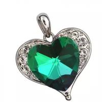 Кулон Сердце с зеленым кристаллом Charmelle PE 0758