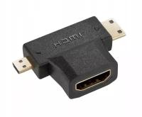 Переходник Behpex HDMI (f)/Micro HDMI (m)/Mini HDMI (m), черный