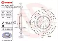 BREMBO Диск тормозной задний перфорированный AUDI A4 B8, A5, Q5