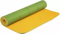 Двухслойный коврик для йоги с разметкой Апельсин, зелено-оранжевый Devi Yoga Fruits (Дэви Йога), 183x61x0,5 см