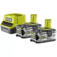 Аккумулятор Ryobi ONE+ RC18120-250 (18 В; 5.0 А*ч; Li-Ion) 2 шт. + зарядное устройство RC18120