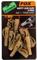 Безопасная клипса с фиксаторами FOX EDGES Safety Lead Clips & Pegs #7 - Trans Khaki