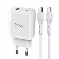 Сетевое зарядное устройство Hoco N5 USB/Type-C с кабелем (Type-C-Type-C) (белое)