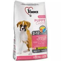 Сухой корм для щенков (2 упаковки для заводчика - 20 + 20 кг.) 1st Choice Puppy Sensitive Skin & Coat чувствительной кожи и шерсти с ягненком, рыбой и рисом - 20 + 20 кг