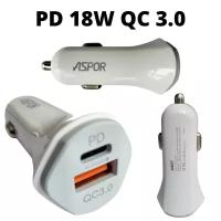 Автомобильное зарядное устройства Aspor Type-c 18W/USB QC3.0