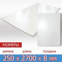 Белая глянцевая панель ПВХ 2700х250х8 мм