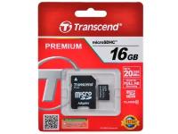 Карта памяти MicroSDHC 16GB Transcend Class 10 + SD Adapter (TS16GUSDHC10)