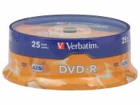 Диск Verbatim Диск DVD-R 4.7ГБ 16x Verbatim 43522, пласт.коробка, на шпинделе (25шт./уп.)