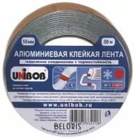 Клейкая лента алюминиевая 50 мм х 50 м, морозостойкая, европодвес, UNIBOB