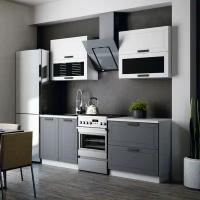 Кухонный гарнитур 1600 Монако МДФ, Софт белый/Софт графит 7878290