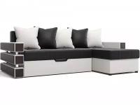 Угловой диван Веста (Венеция) Черно-белый, механизм Еврокнижка