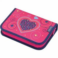 Пенал односекционный Herlitz Pink Hearts c наполнением