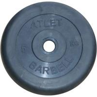 Диск MB Barbell Atlet обрезиненный черный d-26mm 5кг