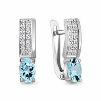 Серебряные серьги Aquamarine А4797502А с топазом и фианитом, Серебро 925°