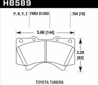 Колодки тормозные HB589N.704 HAWK HP Plus передние LEXUS LX570, LX450D, TOYOTA LC200 Tundra