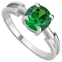 Серебряное кольцо с зеленым камнем (нанокристалл) - коллекция Классик / Покрытие Палладий (размер 17)