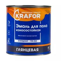 Эмаль ПФ-266 для пола Krafor, алкидная, глянцевая, 2,7 кг, желто-коричневая