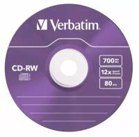 Диск Verbatim CD-RW 700Mb 10x DataLife+ Slim Color